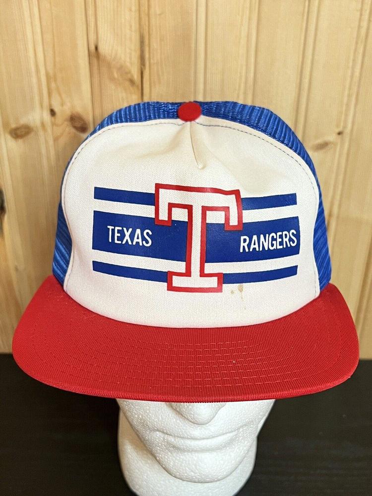 Vintage Texas Rangers Snapback Hat Baseball Cap Mesh Trucker MLB Made in USA AJD - Picture 2 of 12